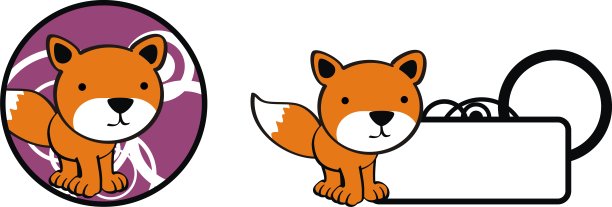 可爱可爱的宝贝狐狸卡通copyspace贴纸套装图片下载