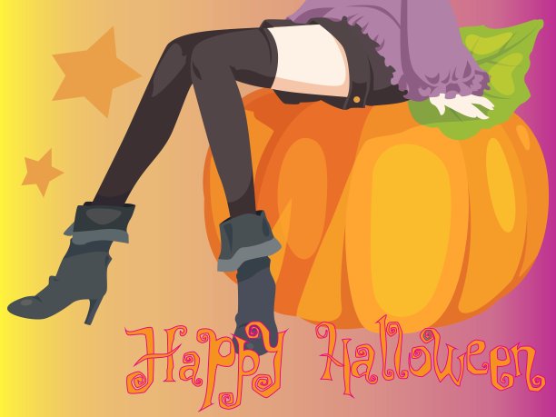 巫婆腿万圣节卡片图片下载