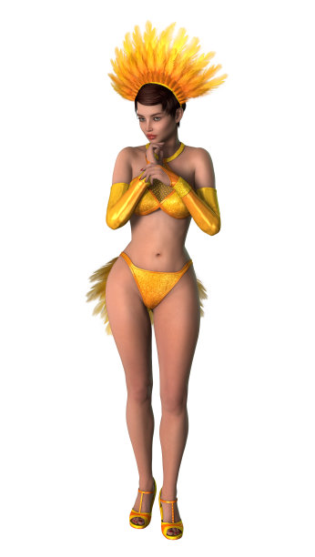 3D渲染显示女孩在白色图片下载