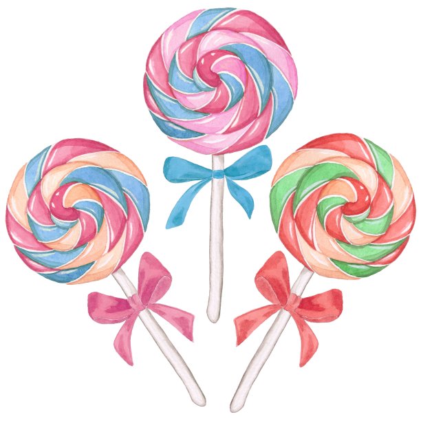 棒棒糖2。集。水彩绘画。手工绘图。孤立在白色的大道上图片下载