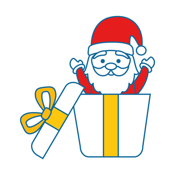 可爱的圣诞老人性格的礼盒图片下载