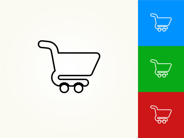 购物车黑色描边线性图标图片下载