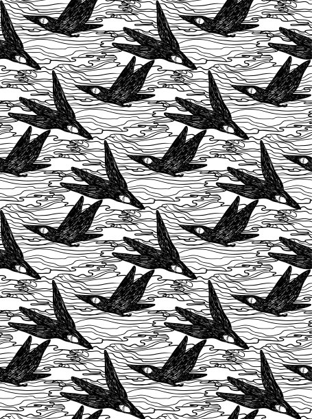 万圣节无缝图案黑乌鸦。矢量图图片下载