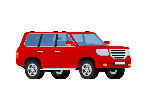 红色逼真的强大越野车图片下载