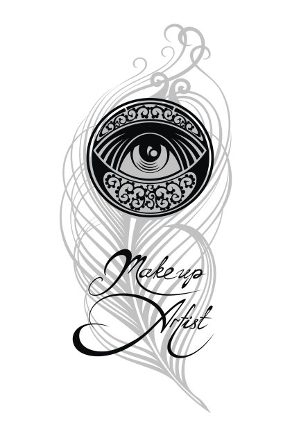 有眼睛和羽毛的化妆师名片图片下载