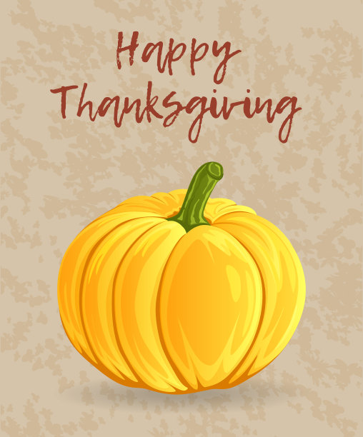 感恩节贺卡、banner或背景，手绘风格南瓜矢量素材图片下载