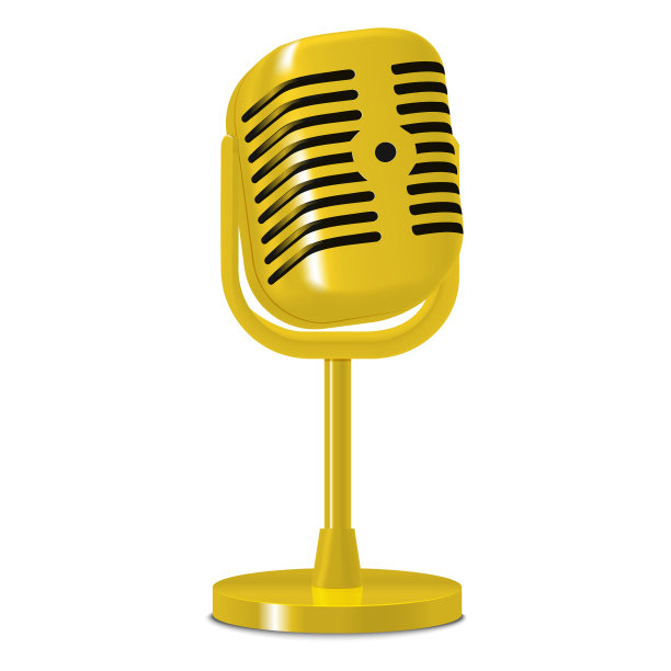 逼真的细节3d复古金属工作室麦克风。向量图片下载