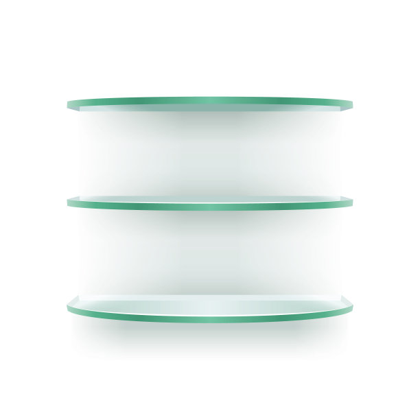 白墙上陈列的玻璃架子图片下载