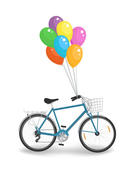 蓝色的气球自行车图片下载