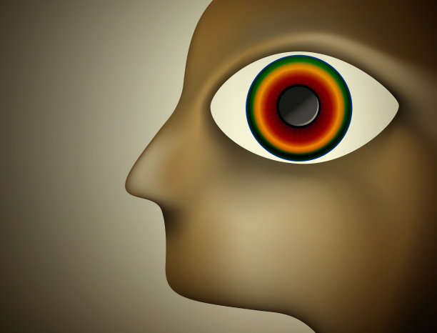 催眠的概念，男人的侧面有一只大眼睛，图片下载