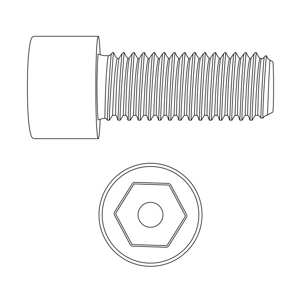 内六角螺栓。轮廓图标图片下载