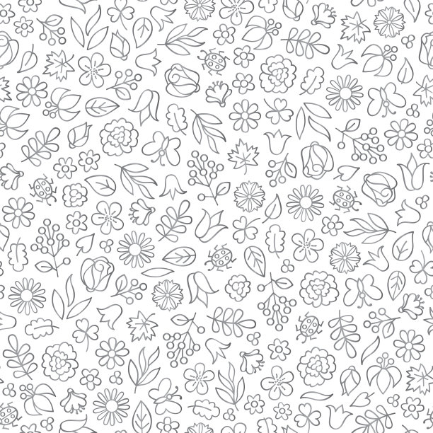 花叶无缝图案。花朵图标背景。夏天na图片下载