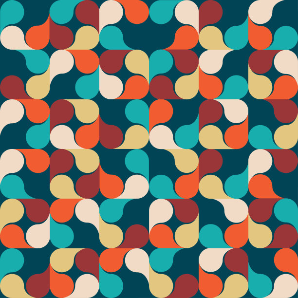 抽象几何背景与树叶，雨滴。彩色纹理无缝图案图片下载