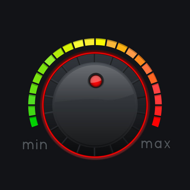 黑色旋钮按钮。最小和最大能级图片下载