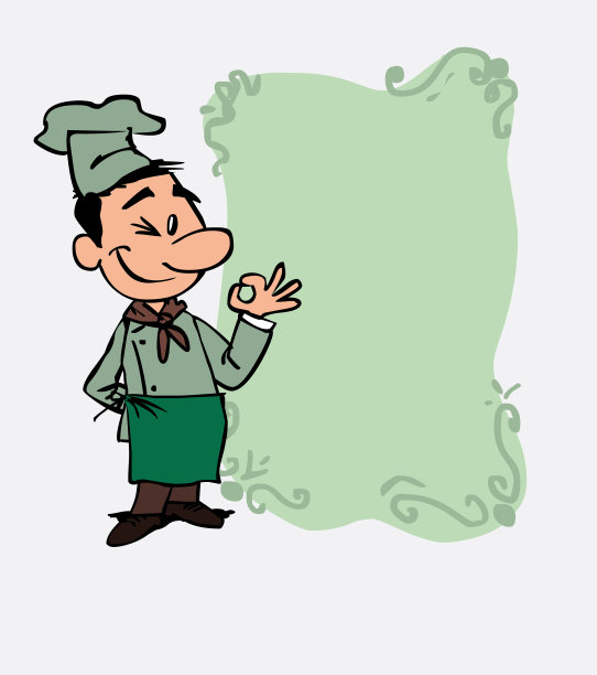 快乐的白人厨师做了个ok的手势。正在展示，就像他在黑板前，你想要的数据。图片下载