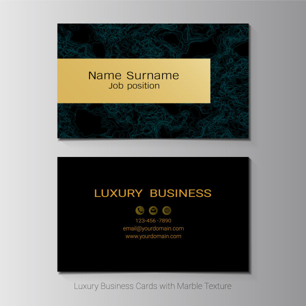 豪华名片矢量模板，简约风格，仿大理石纹理背景，时尚优雅，层次分明，可编辑，易于定制，以满足您的需求。图片下载