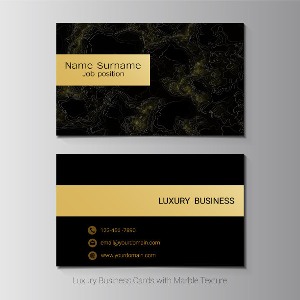豪华名片矢量模板，简约风格，仿大理石纹理背景，时尚优雅，层次分明，可编辑，易于定制，以满足您的需求。图片下载