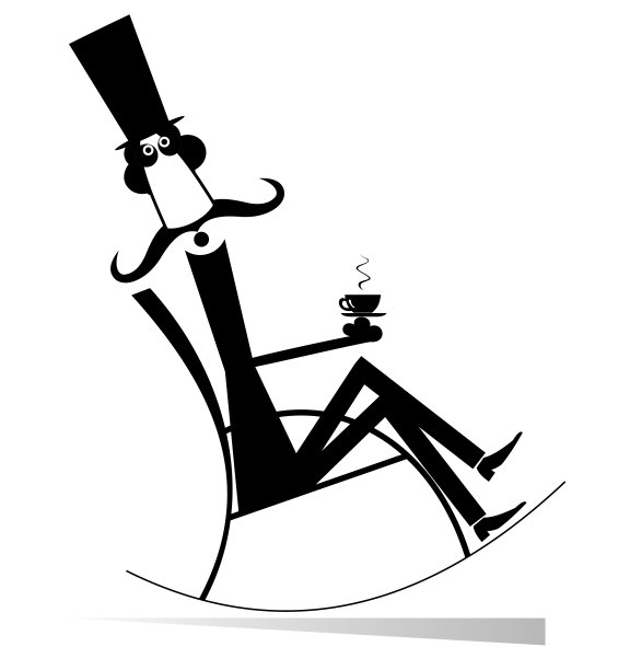 男人在摇椅上休息，喝着咖啡图片下载