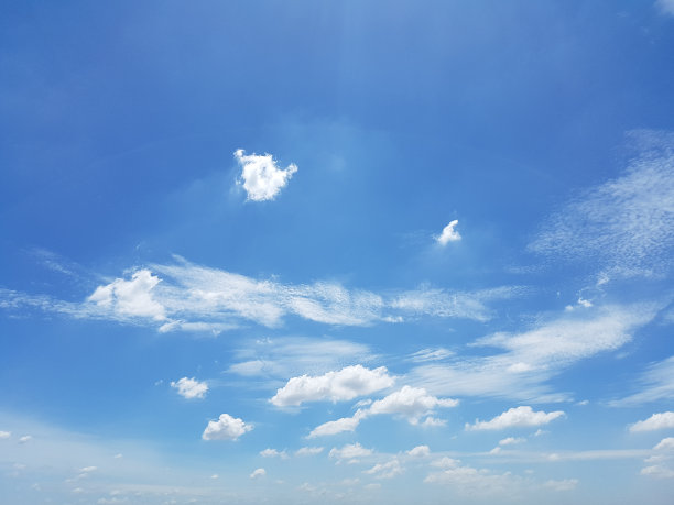 蓝天，美丽的云，晴朗的天空。图片下载