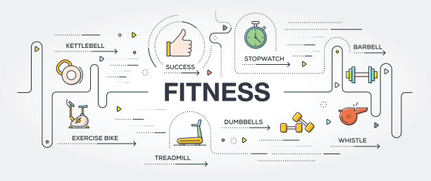 健身横幅和图标图片下载