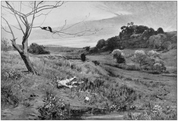 古董画照片:死去的骑士图片下载