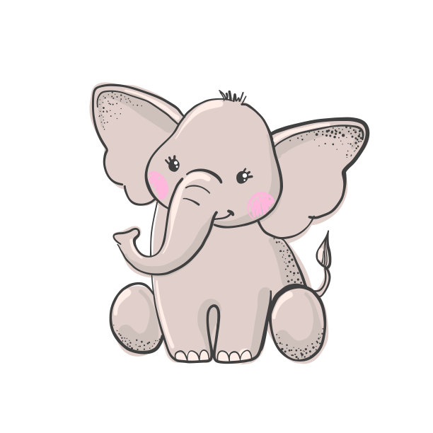 可爱的手画大象。图片下载