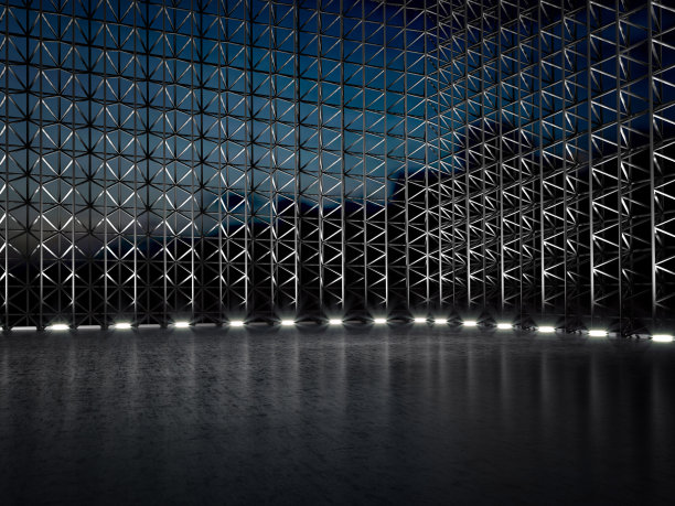 空仓库脚手架现代舞台3D插图图片下载