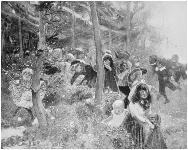 古董画照片:户外的人图片下载