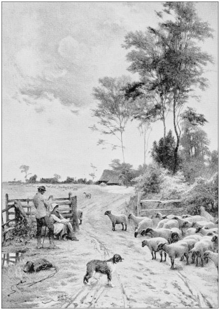 古董绘画照片:风景图片下载