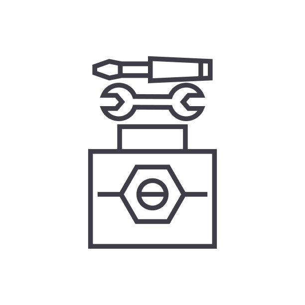 技术工具概念矢量细线图标，符号，标志，插图上孤立的背景图片下载