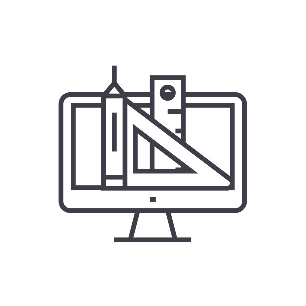 网页设计，钢笔，尺子，工具概念矢量细线图标，符号，标志，插图孤立的背景图片下载