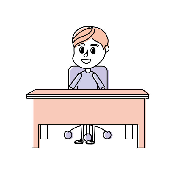 男生坐在木桌上图片下载