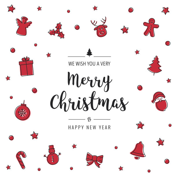 圣诞图标元素贺卡问候文字孤立背景图片下载