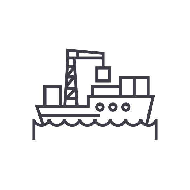 海上物流，船舶概念矢量细线图标，符号，标志，插图孤立的背景图片下载