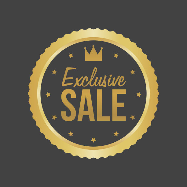 向量独家销售黄金标志，圆形标签。图片下载