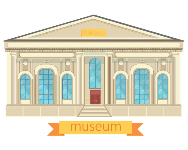 白色背景上孤立的博物馆建筑。图片下载