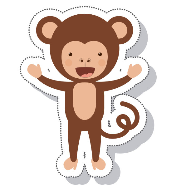 有趣的猴子孤立图标图片下载