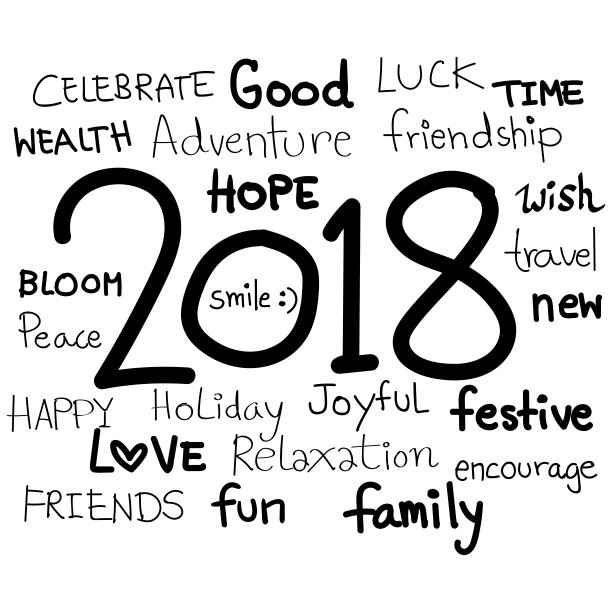 世界国际节日新年快乐涂鸦风格与字母和好的含义的文字背景图片下载