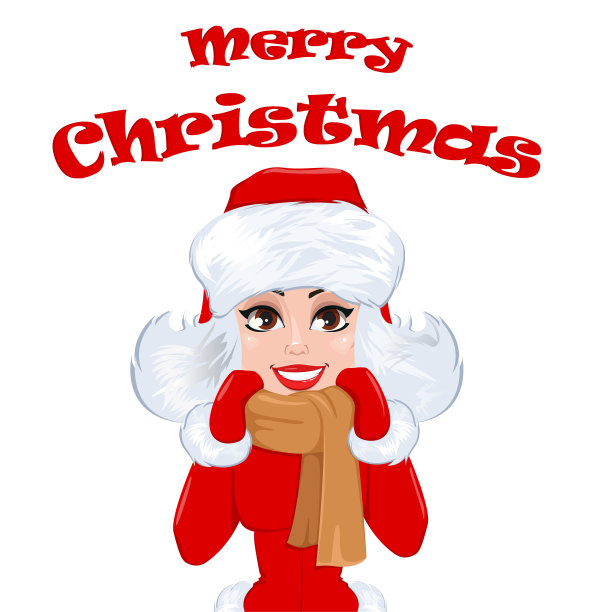 圣诞贺卡和穿着冬装的漂亮女人图片下载