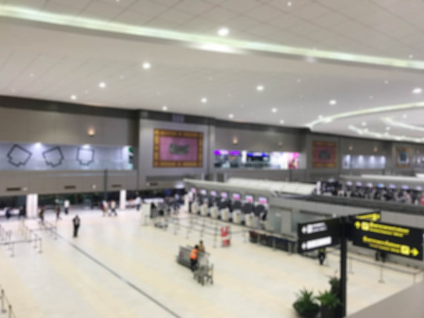 模糊的机场终端背景图片下载