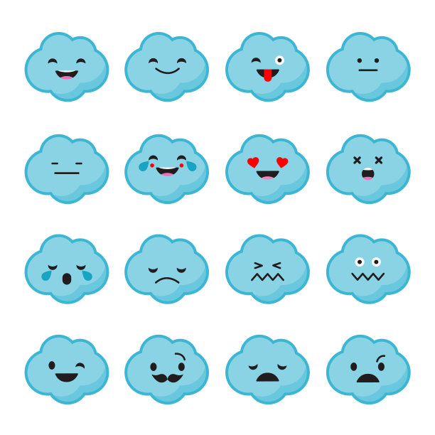 集情感云。矢量风格的微笑图标。图片下载