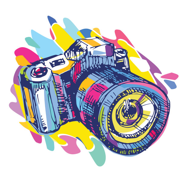 手绘涂鸦复古相机。好好开枪!图片下载