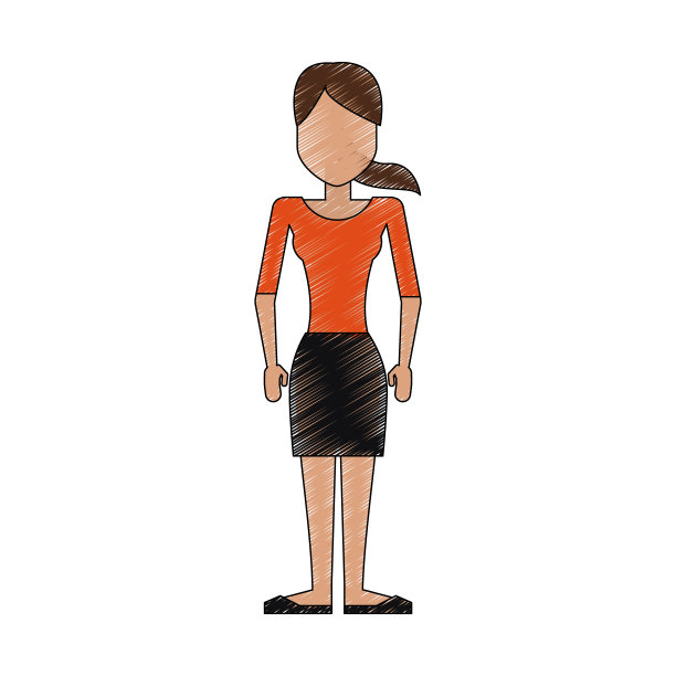 年轻女子卡通图片下载