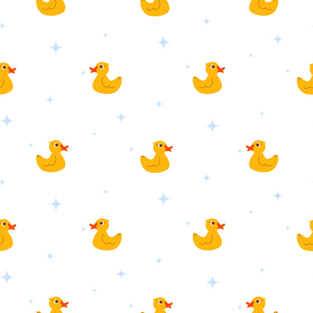 可爱的鸭子漂浮在池塘白色无缝矢量图案图片下载