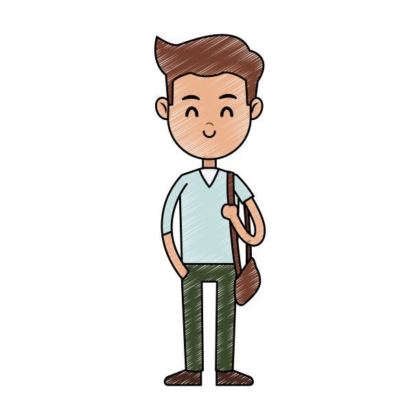 学生拎包卡通图标形象图片下载