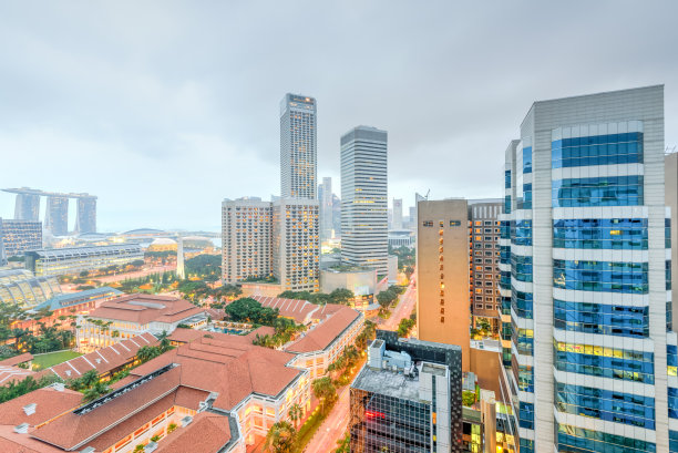新加坡的公寓大楼和市中心的天际线图片下载