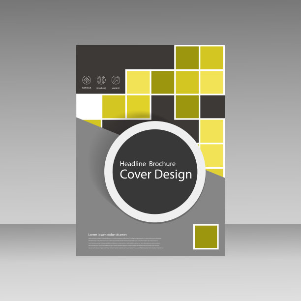 抽象的宣传册模板设计有正方形和圆形图片下载