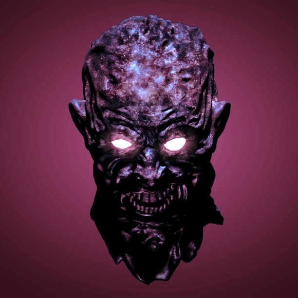 恐怖深红色僵尸脸3D插图图片下载