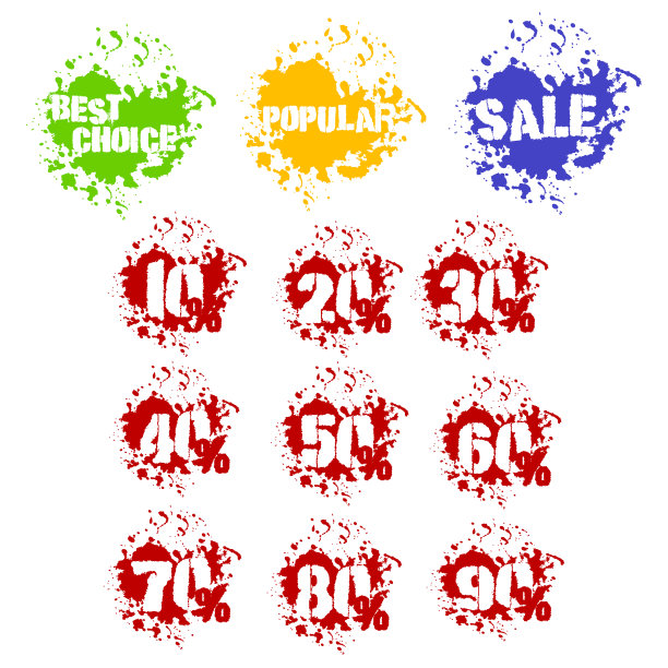 一套凌乱的销售贴纸图片下载