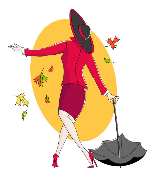 戴着帽子，拿着伞的漂亮女孩图片下载